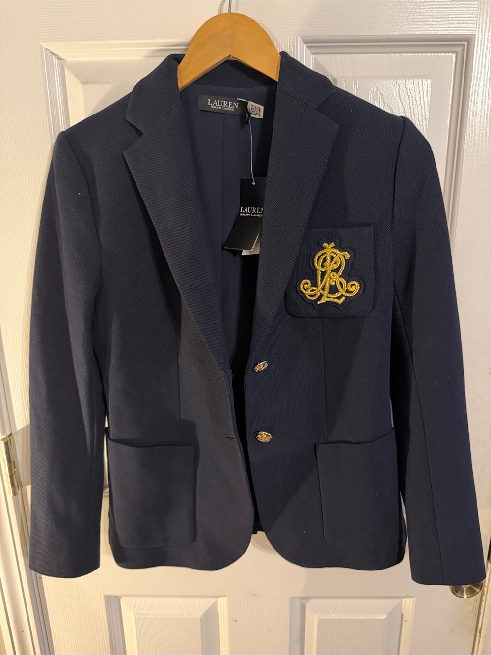 Lauren Ralph Lauren Navy Blazer with Gold Crest Patch
